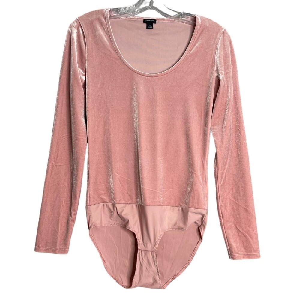 J.Crew Bodysuit Womens Small Pink Velvet Long Sleeve Scoop Neck Snap Bottom